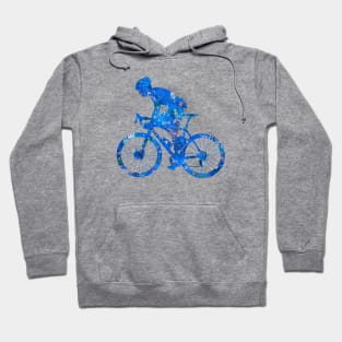 Road biker man watercolor blue Hoodie